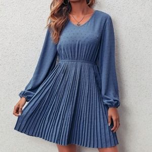 New Blue Swiss Dot Summer Dress Medium